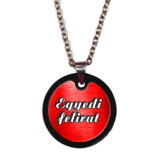  Egyedi feliratos testreszabható nagy medál (3 cm) nyaklánccal – piros szín nyaklánc