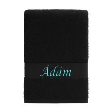  Egyedi névvel hímzett törölköző/Fekete türkiz Classic Charm lakástextília