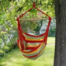  Egyszemélyes függőszék 90cm x 130cm, ajándék párnákkal, piros-zöld kerti bútor