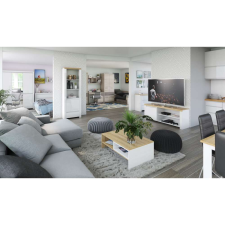  Éjjeliszekrény 1S, fényes fehér/wotan tölgy, VILGO bútor