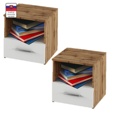  Éjjeliszekrény, 2 db, tölgy wotan/fehér, GABRIELA bútor