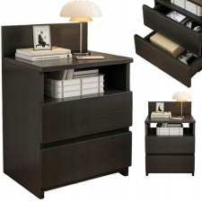  ÉJJELISZEKRÉNY HÁLÓSZOBA KOMÓD 2 FIÓKOS FEKETE LOFT MODERN 40CM bútor