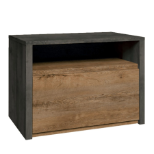  Éjjeliszekrény, tölgy lefkas sötét/smooth szürke, MONTANA SN bútor