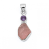 Ékszer ABC Egyedi ezüst csiszolatlan rózsakvarc és ametiszt köves medál
