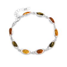 Ékszer ABC Ezüst borostyán köves karlánc "8x4" karkötő