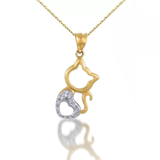 Ékszerkirály 14k arany medál, kétszínű cica medál