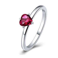 Ékszerkirály Ezüst gyűrű piros szívvel, 7-es méret (Pandora stílus) gyűrű