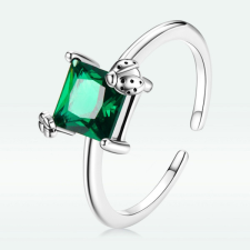 Ékszerkirály Ezüstgyűrű zöld kristállyal gyűrű