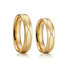 Ékszerkirály Férfi karikagyűrű hullámmintával, titánacél, aranyszínű,13-as méret gyűrű