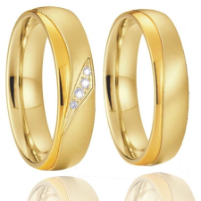 Ékszerkirály Férfi karikagyűrű hullámos mintával, rozsdamentes acél, aranyszínű, 12-es méret gyűrű