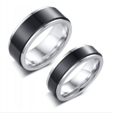Ékszerkirály Férfi karikagyűrű, rozsdamentes acél, ezüst/fekete 9-es méret gyűrű