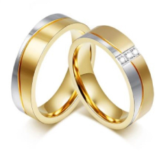 Ékszerkirály Férfi karikagyűrű, rozsdamentes acél, kétszínű hullám, 7-es méret gyűrű