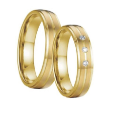 Ékszerkirály Férfi karikagyűrű, vésett csíkkal, rozsdamentes acél, aranyszínű, 12-es méret gyűrű
