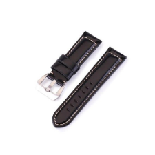 Ékszerkirály Óraszíj marhabőrből, retro stílusú, fényes fekete, 22 mm óraszíj