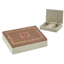  Ékszertartó doboz, ékszerdoboz, fém virág díszítéssel ajándéktárgy