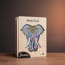  Elefánt - egyedi mintás fa puzzle díszdobozban puzzle, kirakós