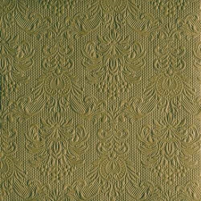 Elegance Olive Green dombornyomott papírszalvéta 40x40cm,15db-os asztalterítő és szalvéta