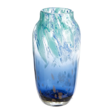  Elegáns kék és türkiz árnyalatú üvegváza 15x30cm dekoráció