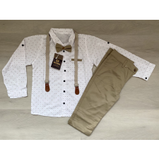  Elegáns négy részes fiú szett, fehér-bézs, 140 gyerek ruha szett