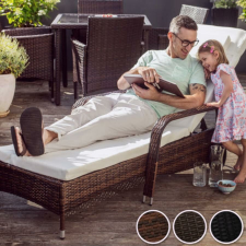  Elegáns rattan kerti nyugágy 3 színben, párnával - Fekete kerti bútor