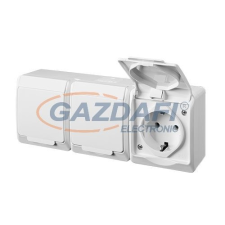 ELEKTRO-PLAST 0326-02 &quot;Hermes&quot; hármas dugalj, fehér fedéllel, IP44 villanyszerelés