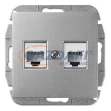 ELEKTRO-PLAST 1459-56 &quot;Sentia&quot; RJ45+RJ11 aljzat, ezüst, keret nélkül villanyszerelés