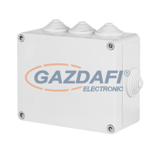 ELEKTRO-PLAST 2703-02 kötődoboz 8 kúpos kábelbevezetővel, csavaros fedéllel, 130x95x58mm, szürke, IP55 villanyszerelés