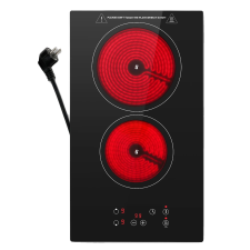  Elektromos főzőlap, 2 főzőzóna, 3000 W, Érintővezérlés, Fekete, EU főzőlap