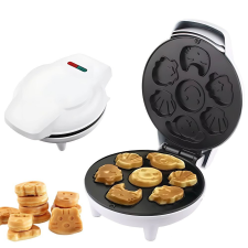 Elektromos gofrisütő 1200W – mintás sütőlapokkal (állatos, karácsonyi, mosolygós minták) gofrisütő