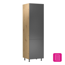  Élelmiszer szekrény polcokkal, artisan tölgy/szürke matt, univerzális, LANGEN D60R bútor