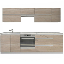 Elemes konyhabútor 2,6m, fehér/tölgy sonoma, LINE NEW bútor