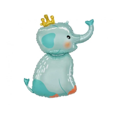  Elephant with Crown, Elefánt fólia lufi 70 cm party kellék