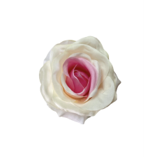  Élethű selyem nyílott rózsafej krém-rózsaszín 8 cm dekoráció