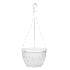 Elif Plastik Függő virágtartó akasztóval 18.5×12cm  1.8L Szín: Fehér kerti tárolás