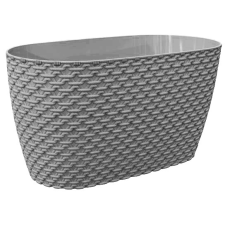 Elif Plastik Ovális Kötött mintás kaspó Szín: Szürke kerti tárolás