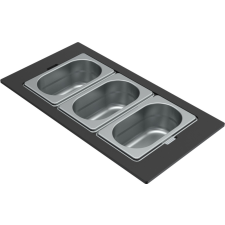 ELLECI - Tároló edény háromrészes gourmet 410 inox HPL kerettel papírárú, csomagoló és tárolóeszköz