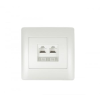 Elmark Rhyme telefon aljzat RJ11+számítógép aljzat RJ45 Fehér metál
