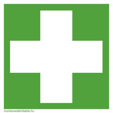  Elsősegélyhely - műanyag, 150*150 információs tábla, állvány