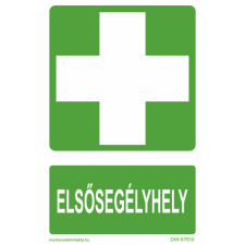  Elsősegélyhely - utánvilágító műanyag, 297*210 információs tábla, állvány