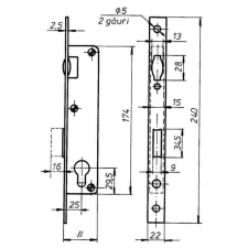Elzett Portálzár 25mm 40x40-be görgős elzett G572A1222J zár és alkatrészei