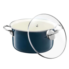 Emalia Olkusz Optimum zománcozott fazék fedővel 16 cm/1,3 l türkiz edény