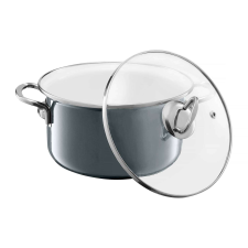 Emalia Olkusz Optimum zománcozott fazék fedővel 22 cm/3,6 l szürke edény