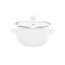 Emalia Olkusz zománcozott fazék fedővel 14 cm/1.25 l fehér edény