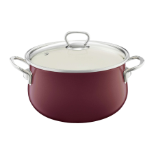 Emalia Olkusz zománcozott fazék fedővel 16 cm/1.3 l bordó edény
