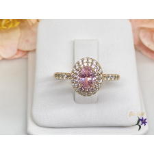  Emeralda gold antiallergén köves gyűrű - rószaszín/fehér 18K gyűrű