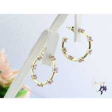  Emese antiallergén rózsaszin köves félkarika fülbevaló-14K fülbevaló