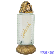  Emlékezünk feliratos hasáb üvegmécses rózsás fedéllel 26cm - Arany dekorációs kellék