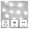 Emos D5AC01 LED fényfüzér, cseresznye – golyók 2,5 cm, 4 m, kültéri és beltéri, hideg fehér, időzítő, 3,6 W, 230 V AC, IP44