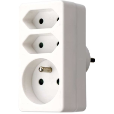 Emos Elosztó aljzat 2× lapos + 1× kerek, fehér kábel és adapter