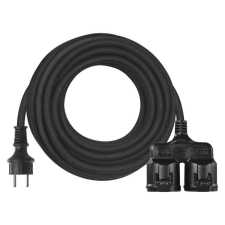 Emos Hosszabbító 20 m / 2 aljzat / fekete / gumi / 250 V / 1,5 mm2 hosszabbító, elosztó